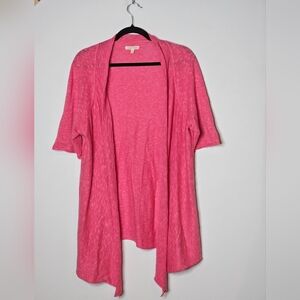 Eileen Fisher Linen Cotton Cardigan Women's‎ Large Pink Open-Front Shortsleeve